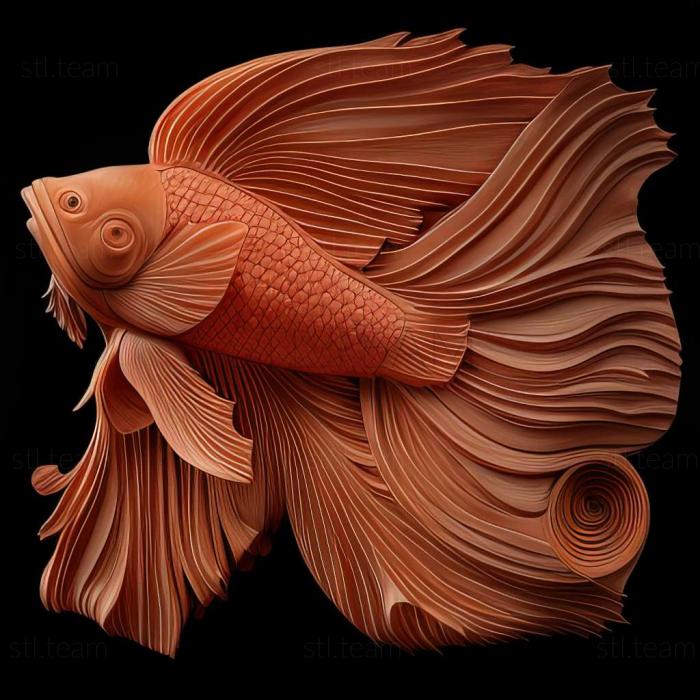 3D model Flag  tailed fighting fish fish (STL)